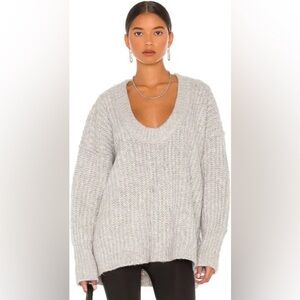 Free People Light Gray Blue Bell Sweater